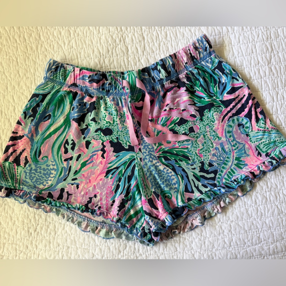 Lilly Pulitzer Pink, Blue & Green Floral Lounge Shorts